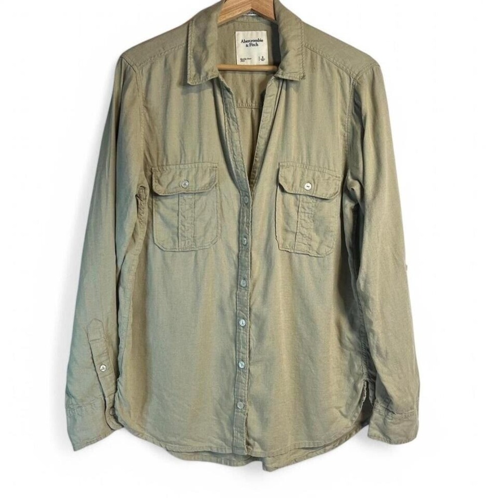 Khaki‎ Abercrombie & Fitch Boyfriend Style Long Sleeve Button Up Size Small